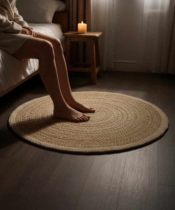 Coconut Swirl Jute Rug | Warm Honey Beige 100% Natural Jute | 48 x 48 inches