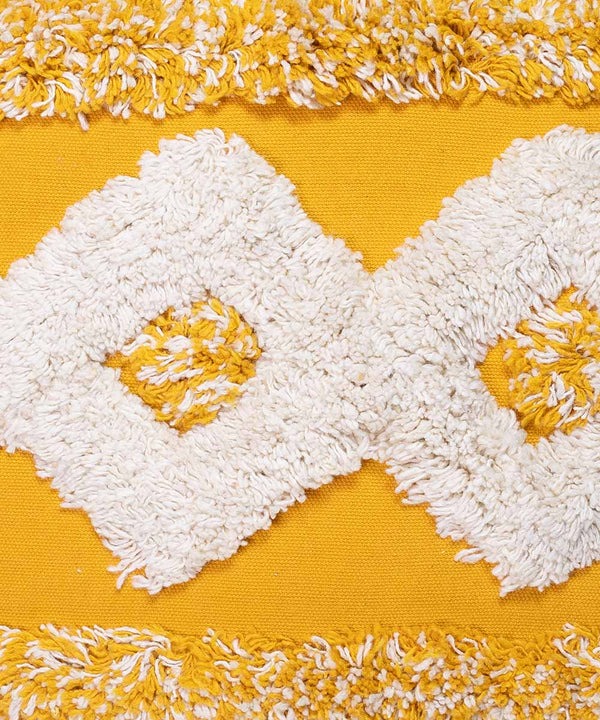 Mango Duet – Hand Tufted Geometric | 100% Cotton Throw Pillow Cover with Tassels | 16x16