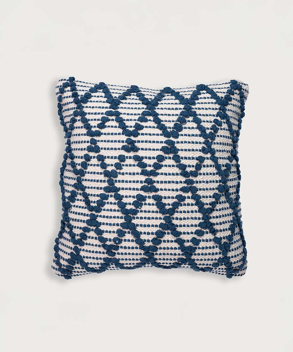 Diamond Drop |Royal Blue | Hand Tufted 100% Cotton Throw Pillow Cover | 16x16