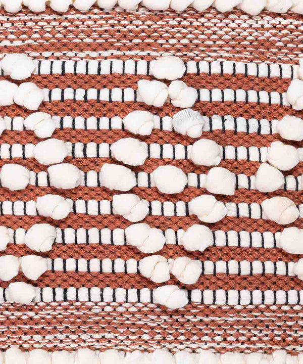 Mira Hand Tufted Bands Geometric Throw Pillow Cover | Rust Amber| 16x16