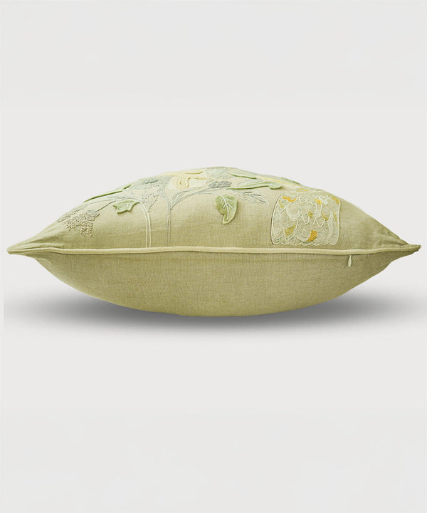 Cockatoo Carnival Hand Embroidered Throw Pillow Cover | 24x24 | 100% Cotton