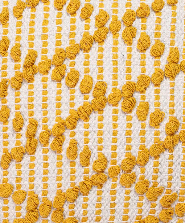 Diamond Drop | Cheerful Mustard Hand Tufted 100% Cotton Throw Pillow Cover | 16x16