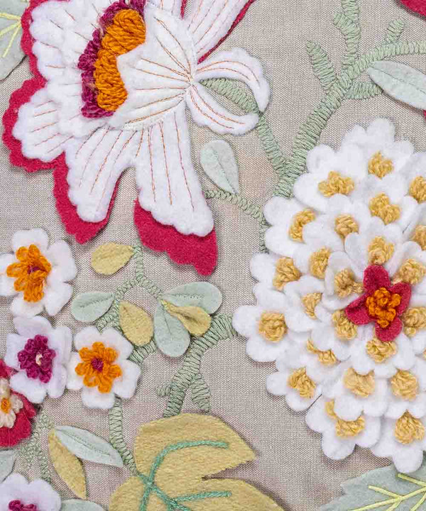 Vintage Botanica | Hand Embroidered Floral Throw Pillow Cover | 20x20