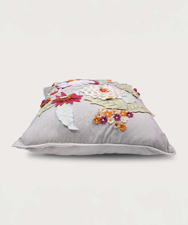Vintage Botanica | Hand Embroidered Floral Throw Pillow Cover | 20x20