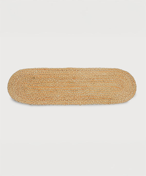 Sandstone Oval Braided Runner – 100% Jute | 16" × 60" | Hand-Braided