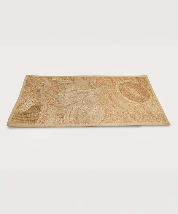 Golden Terra Canvas – Artisan Jute Rug | Handmade | 90% Jute 10% Cotton | 28×56 in