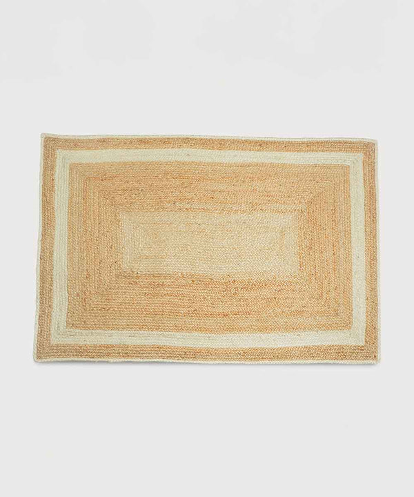 Ivory Frame – Natural Jute Braided Area Rug | 4 x 6 ft