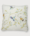 Botanical Bird Hand Embroidered| Textured Cotton Throw Pillow Cover | 18x18