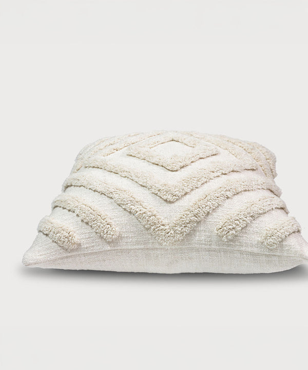 The Tula | Geometric Hand Tufted Ivory | Throw Pillow Cover | 16x16
