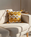 Mango Duet – Hand Tufted Geometric | 100% Cotton Throw Pillow Cover with Tassels | 16x16