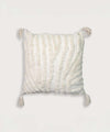 Ivory Echo Geometric Boho 100% Cotton Throw Pillow Cover with Tassels | 16x16