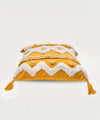 Mango Duet – Hand Tufted Geometric | 100% Cotton Throw Pillow Cover with Tassels | 16x16