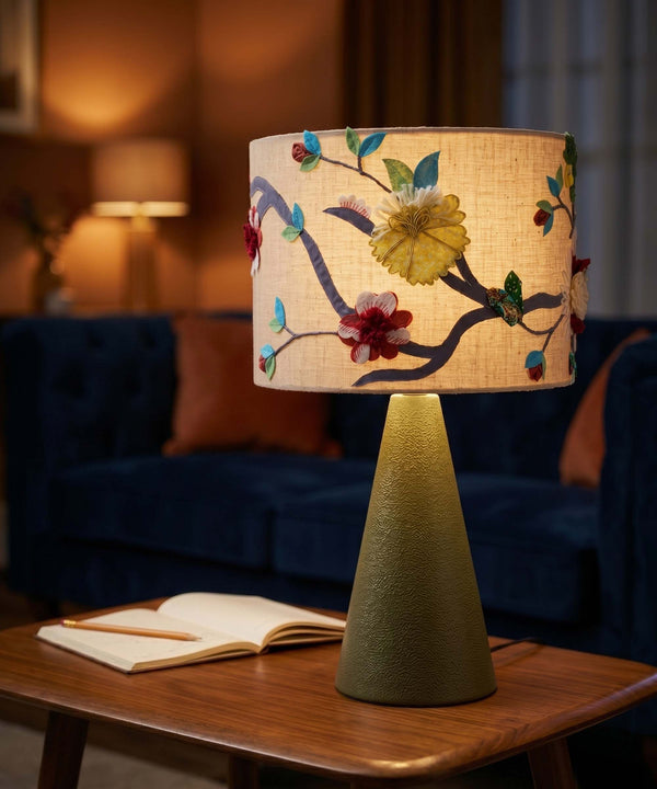 Feathered Fables Hand Embroidered Lampshade