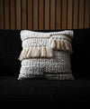 Nordéa Woven Elegance Pillow | 100% Cotton Throw Pillow Cover with Tassels | 16x16