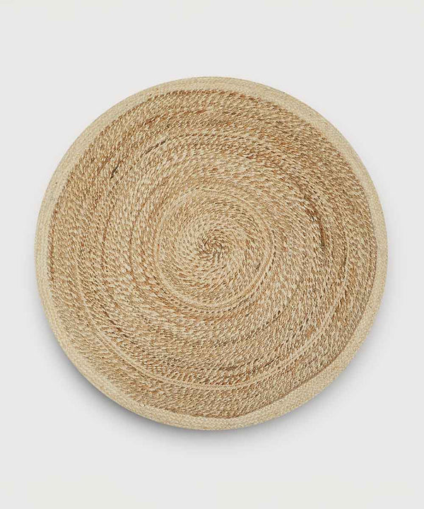 Coconut Swirl Jute Rug | Warm Honey Beige 100% Natural Jute | 48 x 48 inches