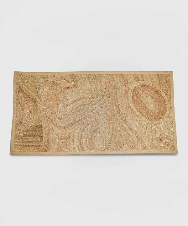 Golden Terra Canvas – Artisan Jute Rug | Handmade | 90% Jute 10% Cotton | 28×56 in