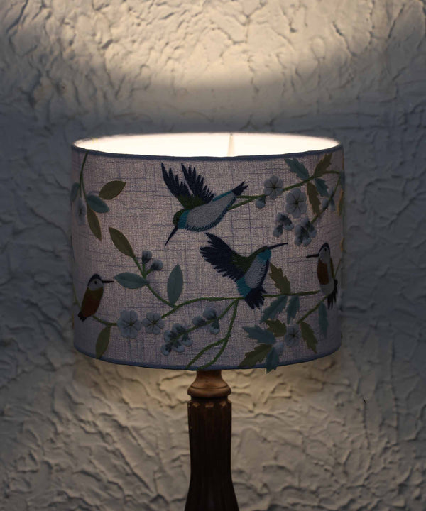 Botanical Bird Hand Embroidered Lampshade