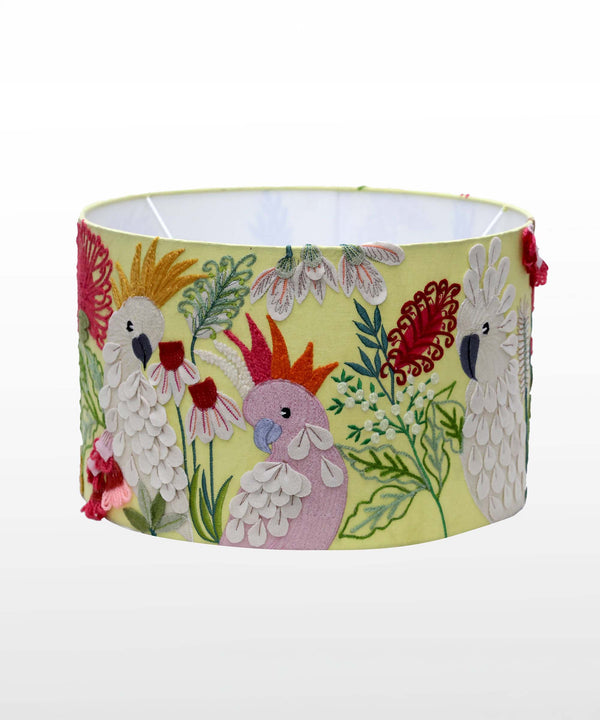 Cockatoo Carnival Hand Embroidered Lampshade