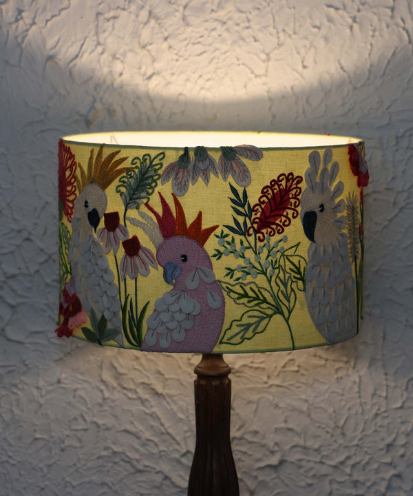 Cockatoo Carnival Hand Embroidered Lampshade