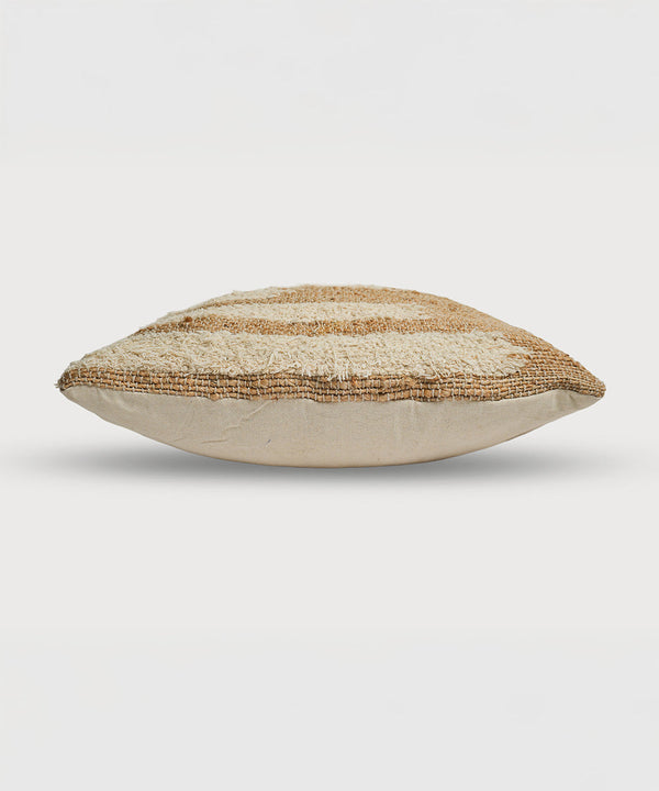 Coastal Drift Jute Fur Throw Pillow Cover – 70% Jute 30% Cotton | 18"×18" | Hand-Tufted Texture