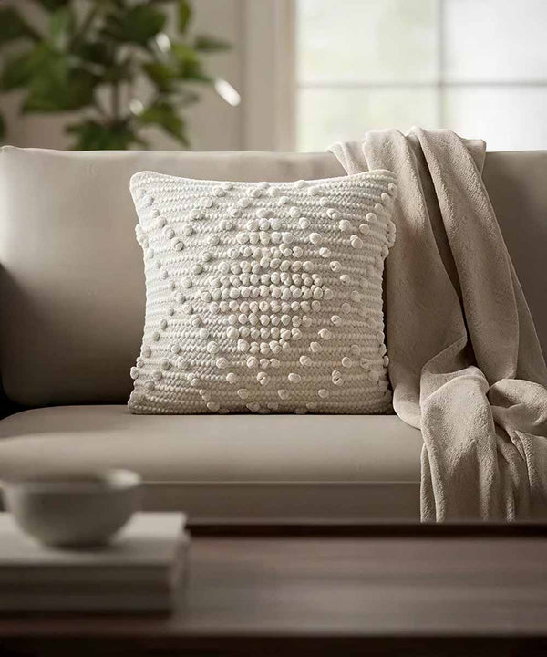 Serene Pebble Hand-Tufted | 100% Cotton Throw Pillow Cover | 16x16
